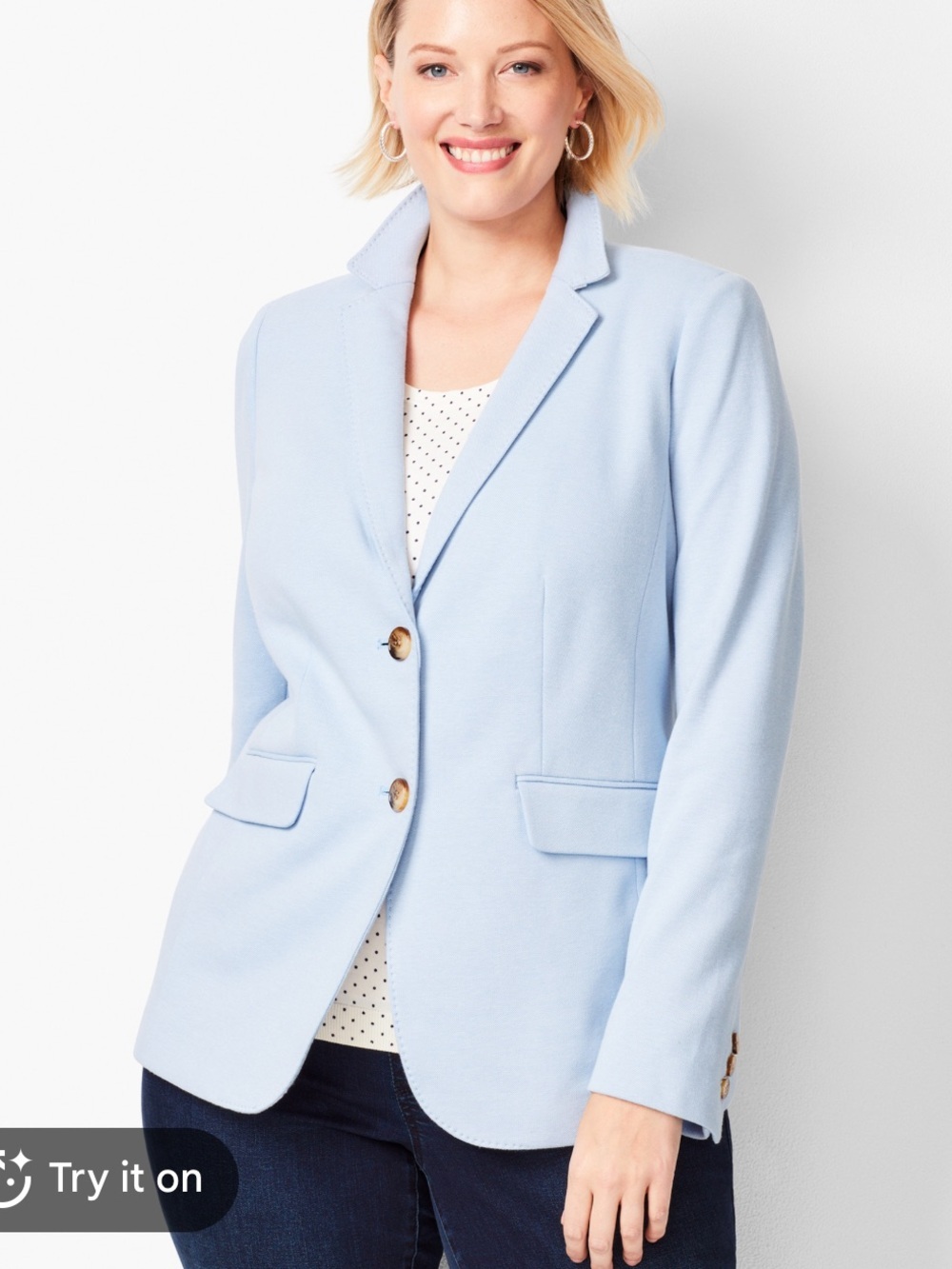 Talbots Aberdeen Pale Blue Knit Blazer | 6